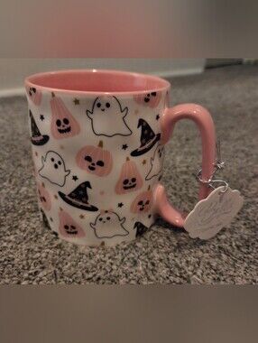 Pink Halloween Ghosts & Pink Pumpkin Ceramic Mug